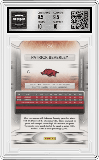 Patrick Beverley from the 2009-10 Panini Prestige set graded by Arena Club and given an overall grade of 10.
