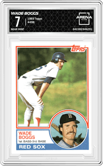 Wade Boggs from the 1983 Topps set graded by Arena Club and given an overall grade of 7.