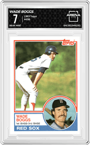 Wade Boggs from the 1983 Topps set graded by Arena Club and given an overall grade of 7.