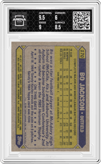 Bo Jackson from the 1987 Topps set graded by Arena Club and given an overall grade of 6.5.