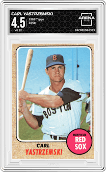 Carl Yastrzemski from the 1968 Topps set graded by Arena Club and given an overall grade of 4.5.