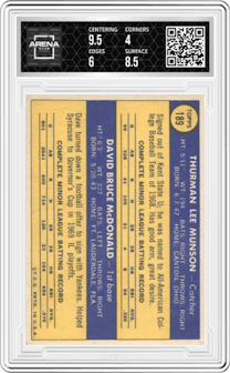 Thurman Munson/Dave McDonald from the 1970 Topps set graded by Arena Club and given an overall grade of 4.5.