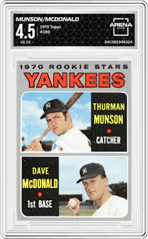 Thurman Munson/Dave McDonald from the 1970 Topps set graded by Arena Club and given an overall grade of 4.5.