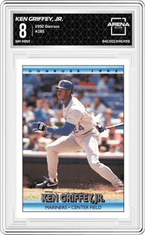 Ken Griffey, Jr. from the 1992 Donruss set graded by Arena Club and given an overall grade of 8.