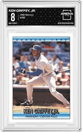 Ken Griffey, Jr. from the 1992 Donruss set graded by Arena Club and given an overall grade of 8.