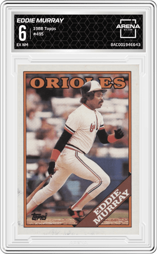 Eddie Murray from the 1988 Topps set graded by Arena Club and given an overall grade of 6.