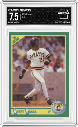 Barry Bonds from the 1990 Score set graded by Arena Club and given an overall grade of 7.5.