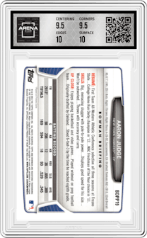 Aaron Judge from the 2013 Bowman Drafts Picks & Prospects set graded by Arena Club and given an overall grade of 10.