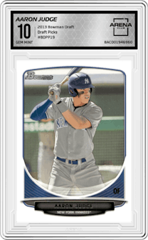 Aaron Judge from the 2013 Bowman Drafts Picks & Prospects set graded by Arena Club and given an overall grade of 10.