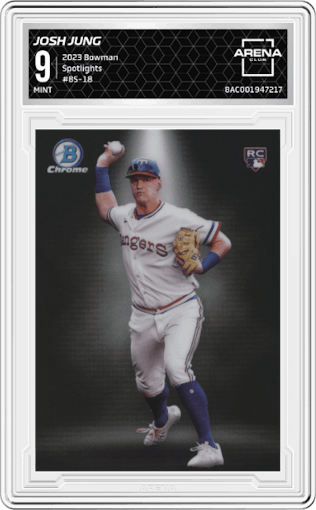 Josh Jung from the 2023 Bowman  set graded by Arena Club and given an overall grade of 9.