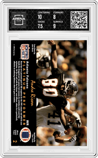 Andre Rison from the 1991 Pro Set Platinum set graded by Arena Club and given an overall grade of 8.