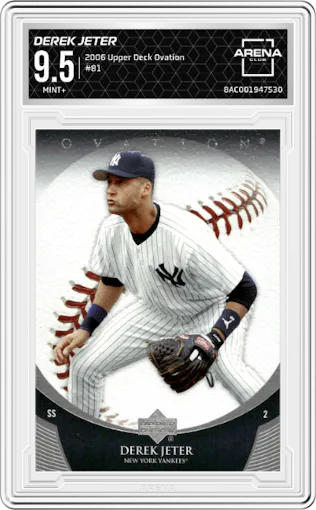 Derek Jeter from the 2006 Upper Deck Ovation set graded by Arena Club and given an overall grade of 9.5.