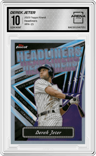 Derek Jeter from the 2023 Topps Finest Baseball set graded by Arena Club and given an overall grade of 10.