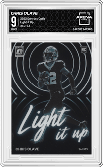 Chris Olave from the 2022 Panini Donruss Optic set graded by Arena Club and given an overall grade of 9.
