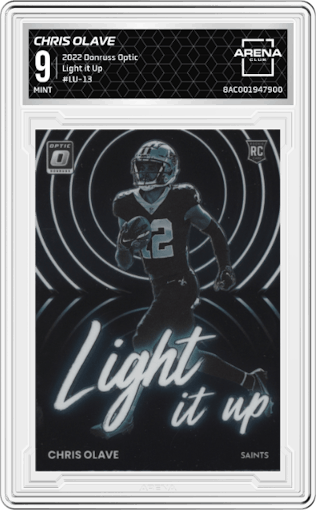 Chris Olave from the 2022 Panini Donruss Optic set graded by Arena Club and given an overall grade of 9.