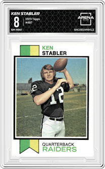 Ken Stabler from the 1973 Topps set graded by Arena Club and given an overall grade of 8.