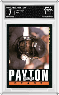 Walter Payton from the 1985 Topps set graded by Arena Club and given an overall grade of 7.