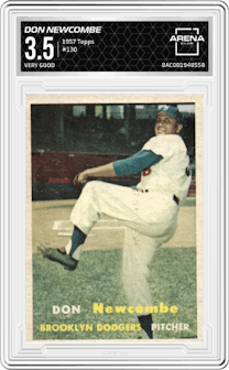 Don Newcombe from the 1957 Topps set graded by Arena Club and given an overall grade of 3.5.