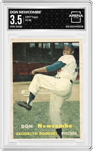 Don Newcombe from the 1957 Topps set graded by Arena Club and given an overall grade of 3.5.