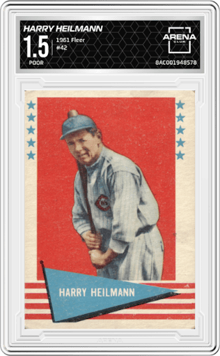 Harry Heilmann from the 1961 Fleer set graded by Arena Club and given an overall grade of 1.5.