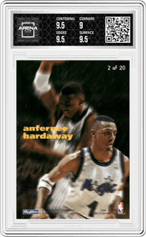 Anfernee Hardaway from the 1994-95 Skybox E-Motion set graded by Arena Club and given an overall grade of 9.5.
