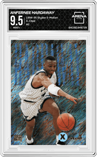 Anfernee Hardaway from the 1994-95 Skybox E-Motion set graded by Arena Club and given an overall grade of 9.5.