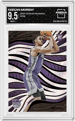 Keegan Murray from the 2022-23 Panini Revolution  set graded by Arena Club and given an overall grade of 9.5.