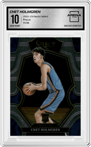  Chet Holmgren from the 2022-23 Panini Select set graded by Arena Club and given an overall grade of 10.