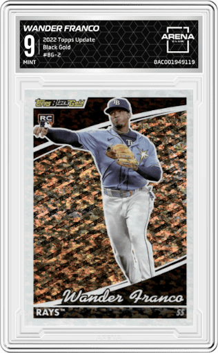 Wander Franco from the 2022 Topps Update  set graded by Arena Club and given an overall grade of 9.
