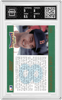 Carl Yastrzemski from the 1992 Score set graded by Arena Club and given an overall grade of 8.5.