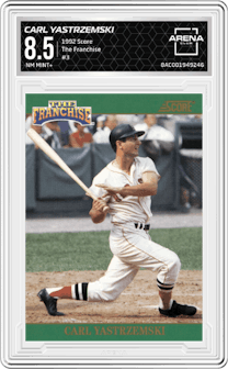 Carl Yastrzemski from the 1992 Score set graded by Arena Club and given an overall grade of 8.5.