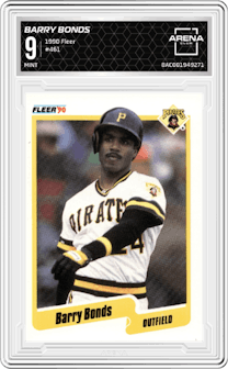 Barry Bonds from the 1990 Fleer  set graded by Arena Club and given an overall grade of 9.