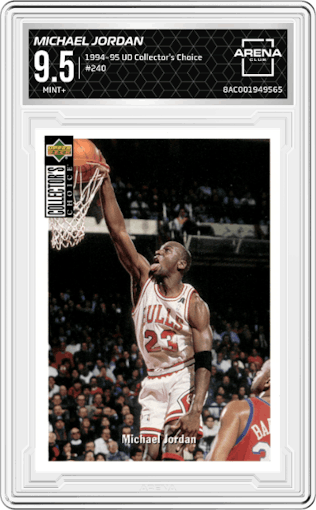 Michael Jordan  from the 1994-95 Upper Deck Collector's Choice set graded by Arena Club and given an overall grade of 9.5.