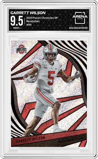 Garrett Wilson  from the 2023 Panini Chronicles Draft Picks set graded by Arena Club and given an overall grade of 9.5.