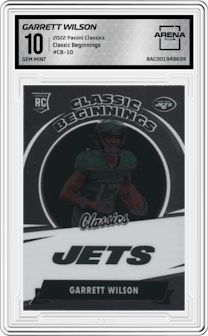 Garrett Wilson from the 2022 Panini Classics set graded by Arena Club and given an overall grade of 10.