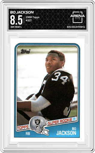 Bo Jackson from the 1988 Topps set graded by Arena Club and given an overall grade of 8.5.