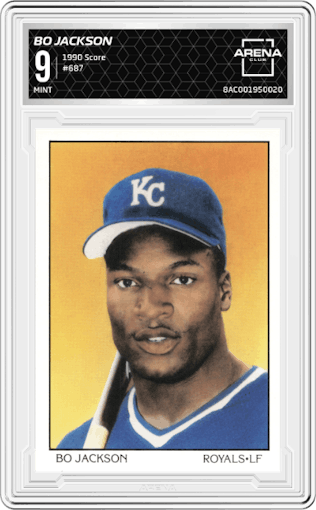 Bo Jackson from the 1990 Score set graded by Arena Club and given an overall grade of 9.