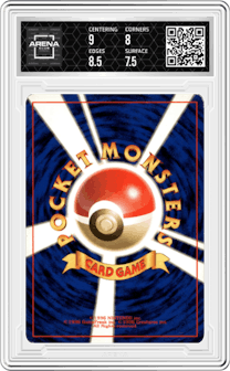Dark Blastoise from the 1997 Pokemon JPN set graded by Arena Club and given an overall grade of 8.