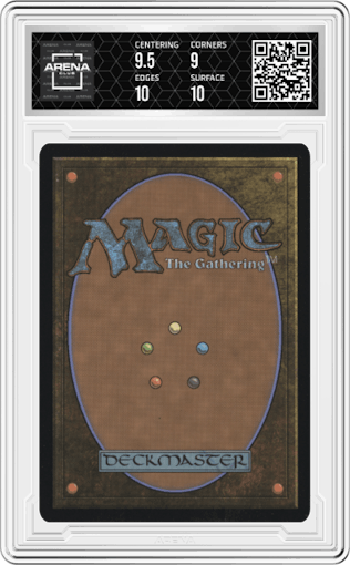 Frodo, Sauron's Bane from the 2023 Magic The Gathering set featuring a Scene Card Rare parallel graded by Arena Club and given an overall grade of 9.5.
