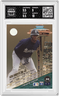 Ken Griffey, Jr. from the 1993 Leaf set graded by Arena Club and given an overall grade of 9.5.