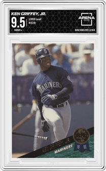 Ken Griffey, Jr. from the 1993 Leaf set graded by Arena Club and given an overall grade of 9.5.