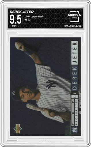 Derek Jeter from the 1994 Upper Deck set graded by Arena Club and given an overall grade of 9.5.