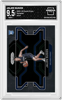 Jalen Suggs from the 2021-22 Panini Prizm  set graded by Arena Club and given an overall grade of 9.5.