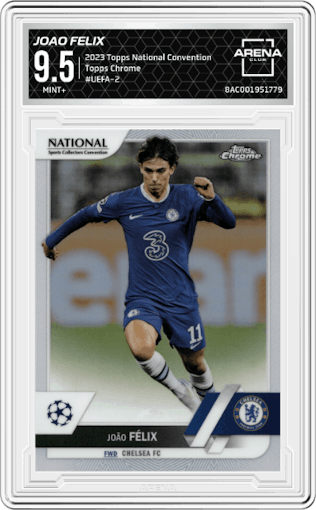 Joao Felix from the 2023 Topps National Convention Wrapper Redemption  set graded by Arena Club and given an overall grade of 9.5.