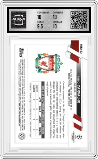 Fabio Carvalho from the 2023 Topps National Convention Wrapper Redemption  set graded by Arena Club and given an overall grade of 10.