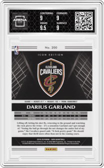 Darius Garland from the 2019-20 Panini Noir set graded by Arena Club and given an overall grade of 9.