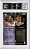Tim Duncan / Jayson Williams from the 1998-99 Topps Stadium Club set graded by Arena Club and given an overall grade of 9.