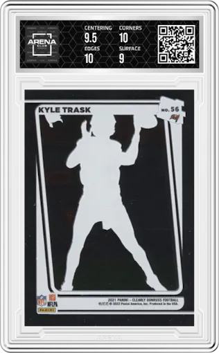 Kyle Trask from the 2021 Panini Clearly Donruss set graded by Arena Club and given an overall grade of 9.5.