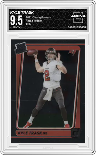 Kyle Trask from the 2021 Panini Clearly Donruss set graded by Arena Club and given an overall grade of 9.5.