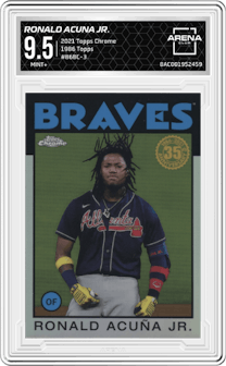 Ronald Acuna Jr. from the 2021 Topps Chrome set graded by Arena Club and given an overall grade of 9.5.